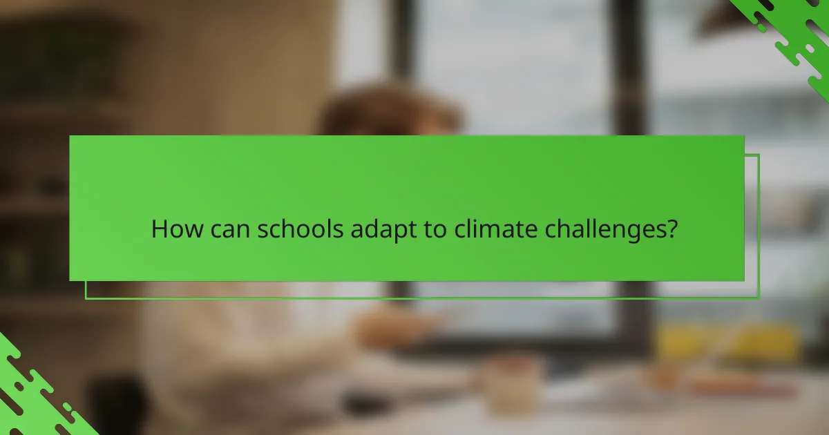 How can schools adapt to climate challenges?