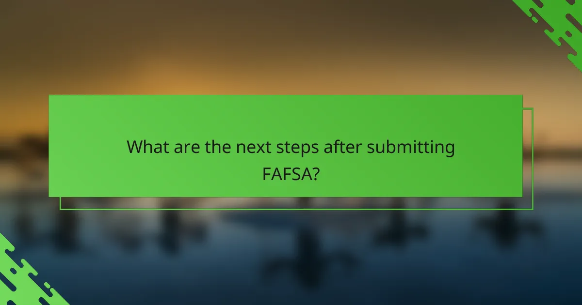 What are the next steps after submitting FAFSA?